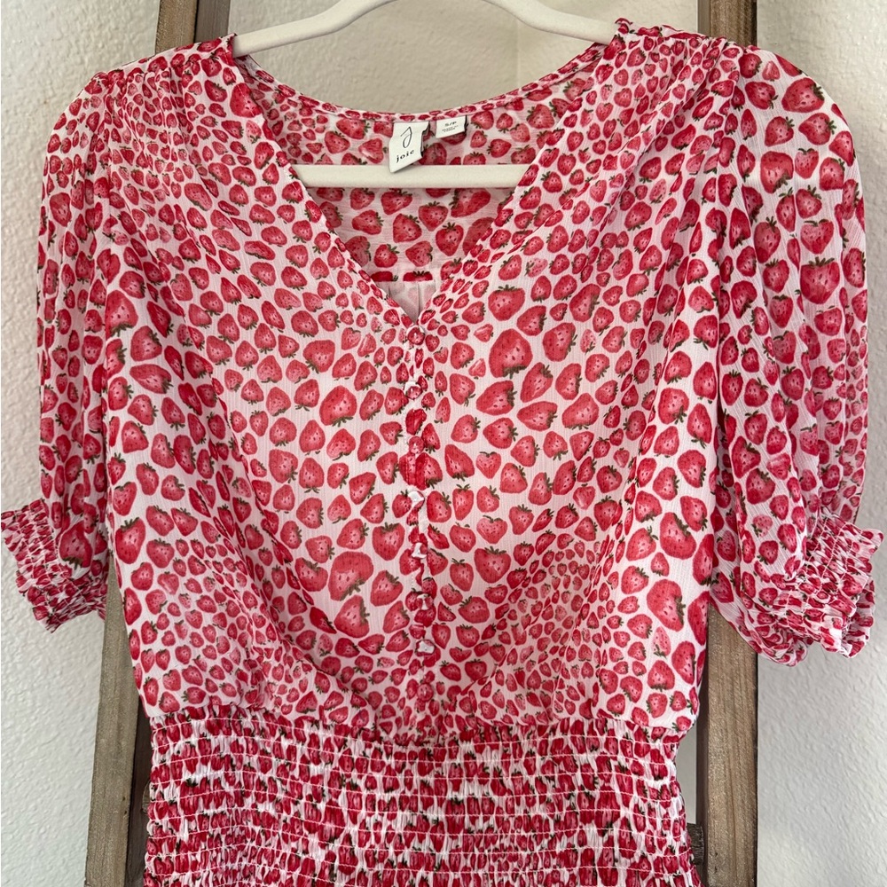 Joie Strawberry Patterned
Peasant Top
